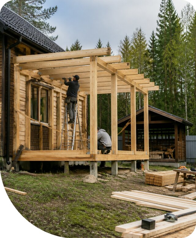 Строительство пристроек и построек на участке в Славгороде