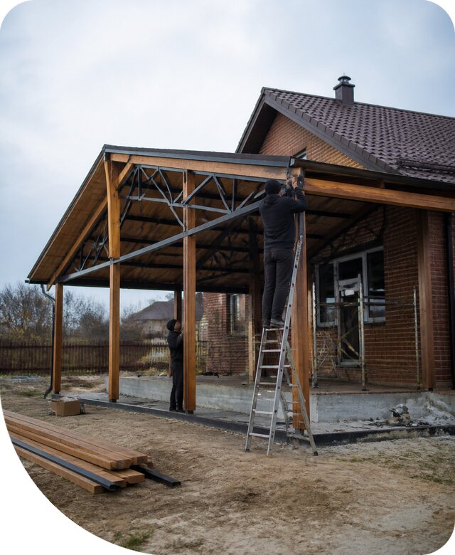 Пристройка навеса к дому и участку в Славгороде под ключ